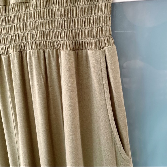 Michael Stars Smocked Waist Jumpsuit - Olive Green - Picture 6 of 11
